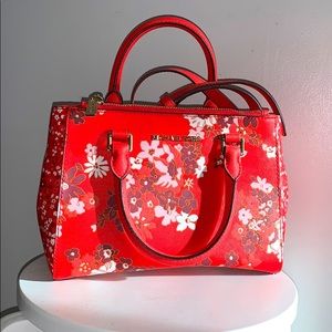 Michael Kors red floral crossbody purse